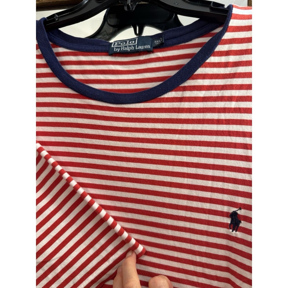 Polo Ralph Lauren 3XB Blue White & Red 3XLT Striped Short Sleeve Crewneck Tee - Picture 7 of 16